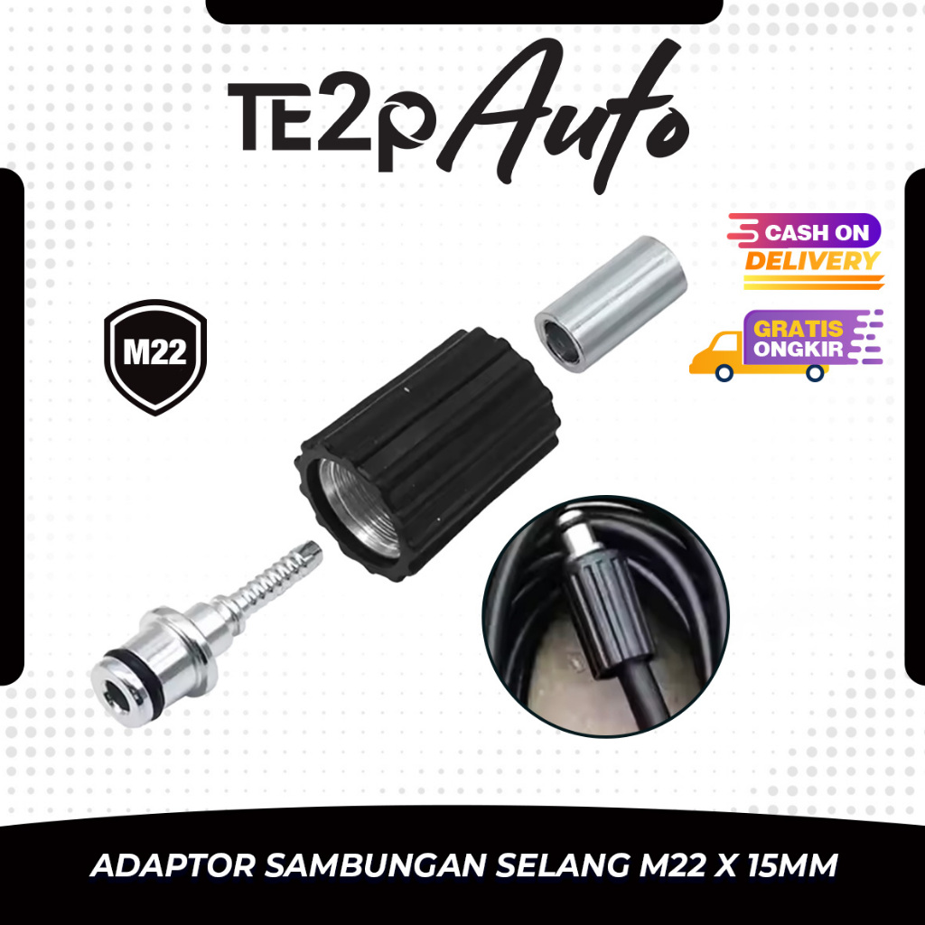 Te2p Auto Adaptor Sambungan Selang Air Menjadi Selang Mesin Jet Cleaner M22 - Penyambung Selang Kran