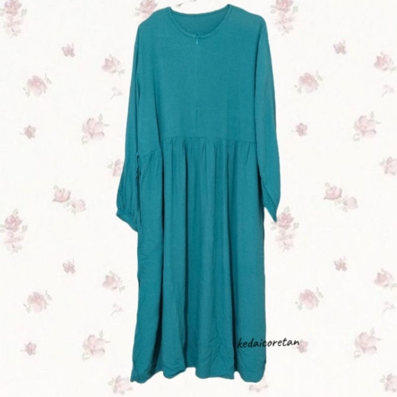 Preloved Bekas Second Dress Hijau Tosca | Gamis Muslimah Syari Busui Midi dress Maxi dress Like New 