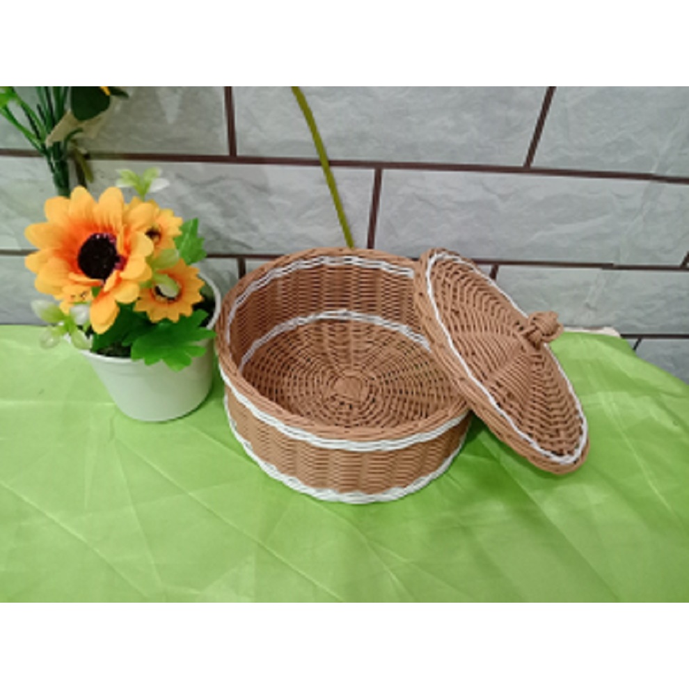 Tempat bawang keranjang unik Wadah bumbu serbaguna + Tutup wadah kosmetik tempat bawang rotan plasti