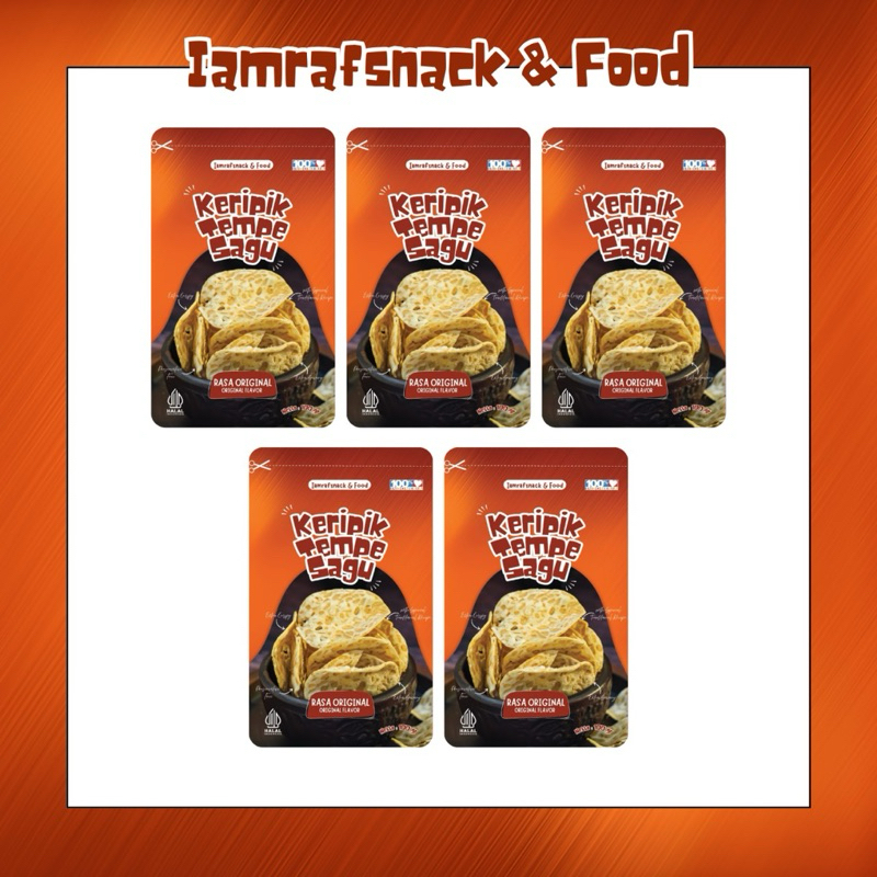 

Paket Bundling Hemat 5 pcs Keripik Tempe Sagu Premium | 100 gram - Original | Iamrafsnack & Food
