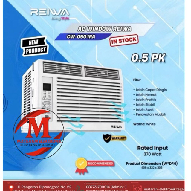 REIWA AC Window 1/2 PK CW-0501RA AC Low Watt 0,5 PK