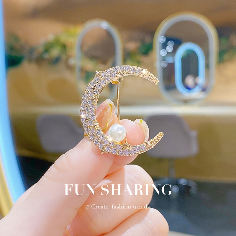 ✨COD Bros Bulan Bintang Bros Dada Bros Pin Double-C Mutiara Bros Kebaya Mewah Paduan Korea Brooch