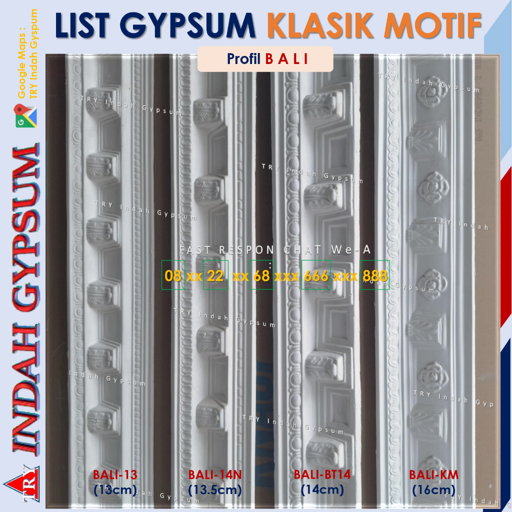 List PLAFON Gypsum KLASIK motif BALI 13cm-22cm - Original TRYINDAH