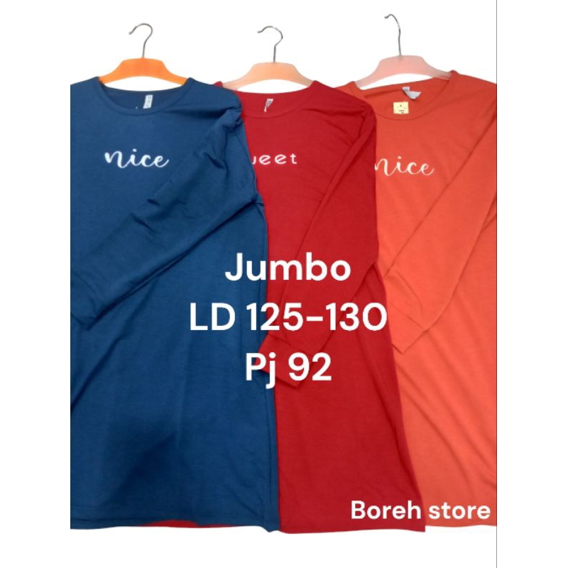 kaos tunik wanita oversize import super jumbo