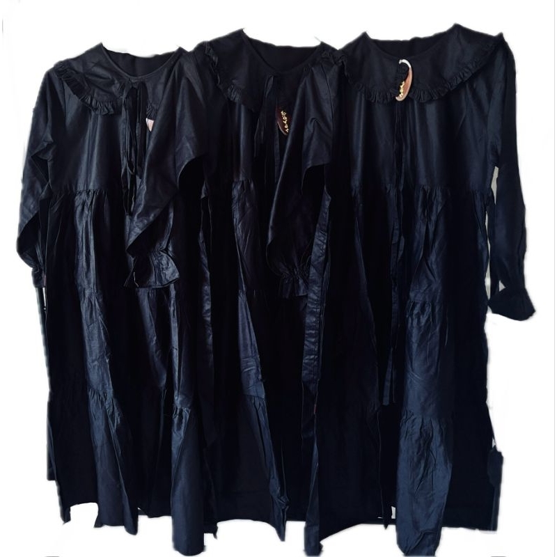 Set Gamis Hitam Anak Pashmina Crinkle Hitam