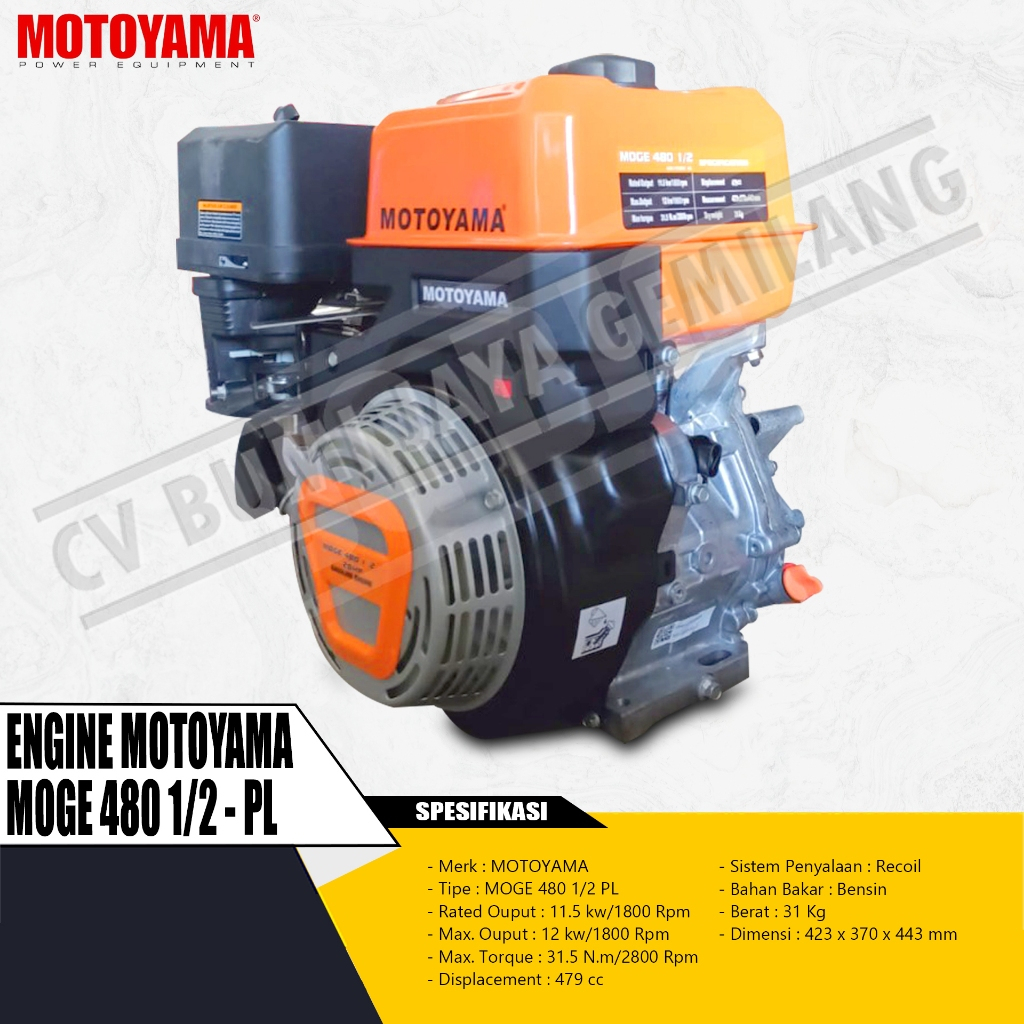 MESIN PENGGERAK SERBAGUNA / ENGINE MOTOYAMA MOGE 480 1/2 - 4 TAK PUTARAN LAMBAT