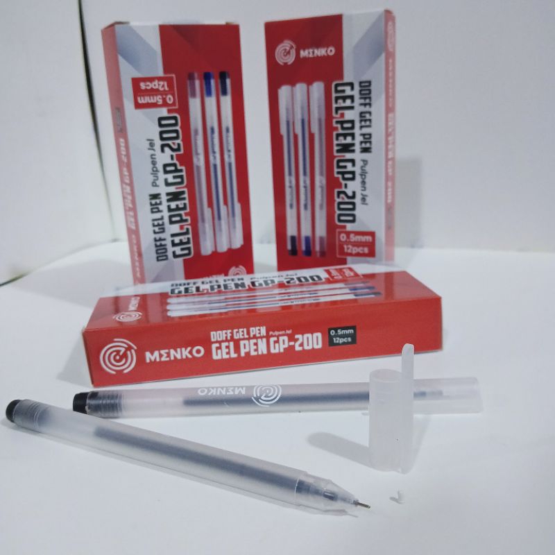 

MENKO Pulpen Menko Doff Gel Pen GP-200 0,5mm 12 Pcs Murah Stationery Tinta Gel 0.5mm Hitam