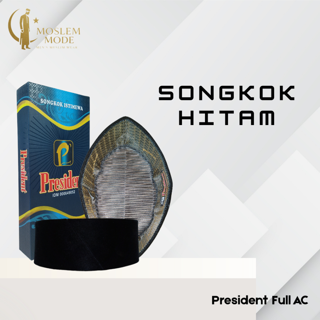 Songkok Hitam President Full AC Songkok President Premium Songkok Hitam Nasional President Premium