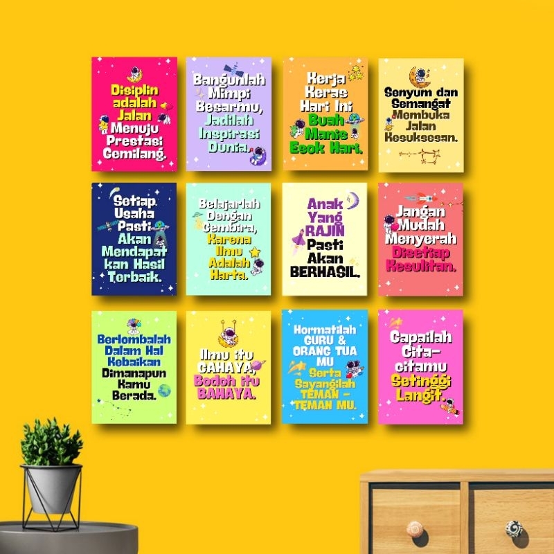 Pajangan Dinding Anak Hiasan Ruang Belajar Walldecor Poster Quotes Motivasi