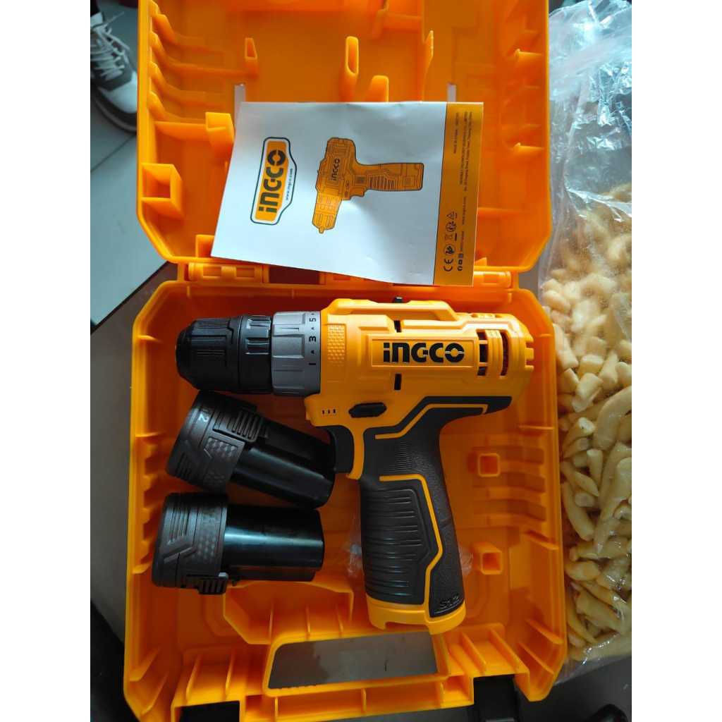 Mesin Bor Baterai/Lithium-Ion Cordless Drill 12V(2 Kecepatan)(2 Baterai)  INGCO