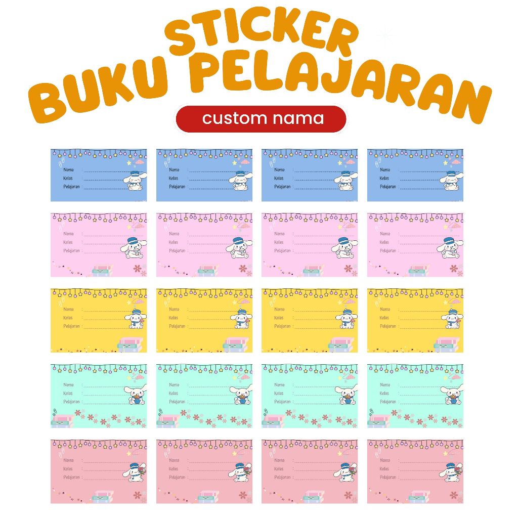 

Sticker Label Buku Pelajaran Custom Nama Kelas Tema Cinnamorol