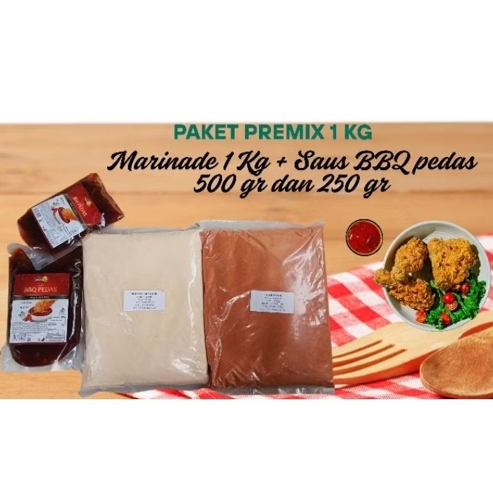 

Paket Tepung Premix 1kg, Tepung Marinasi 1kg, Saus BBQ Pedas 500gr dan Saus BBQ Pedas 250gr (Saus Cadas)