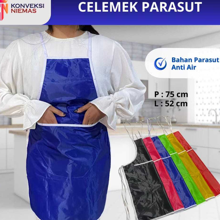 Celemek Polos Parasut Waterproof Celemek Dapur Untuk Memasak Apron Dapur Anti Air Motif Polos