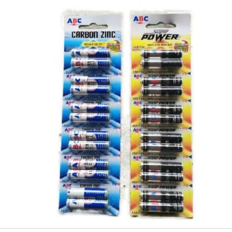 Baterai AAA ABC super power 12pcs + Baterai AAA ABC Biru 12 pcs / A3 / R03 Biru + Hitam