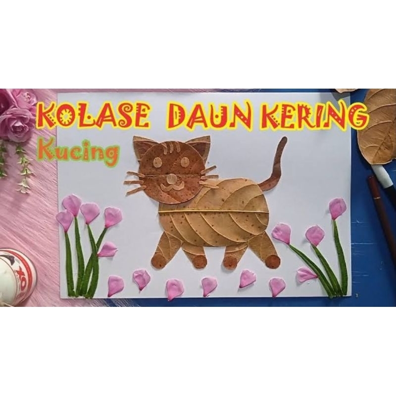 kolase kucing dari daun kering