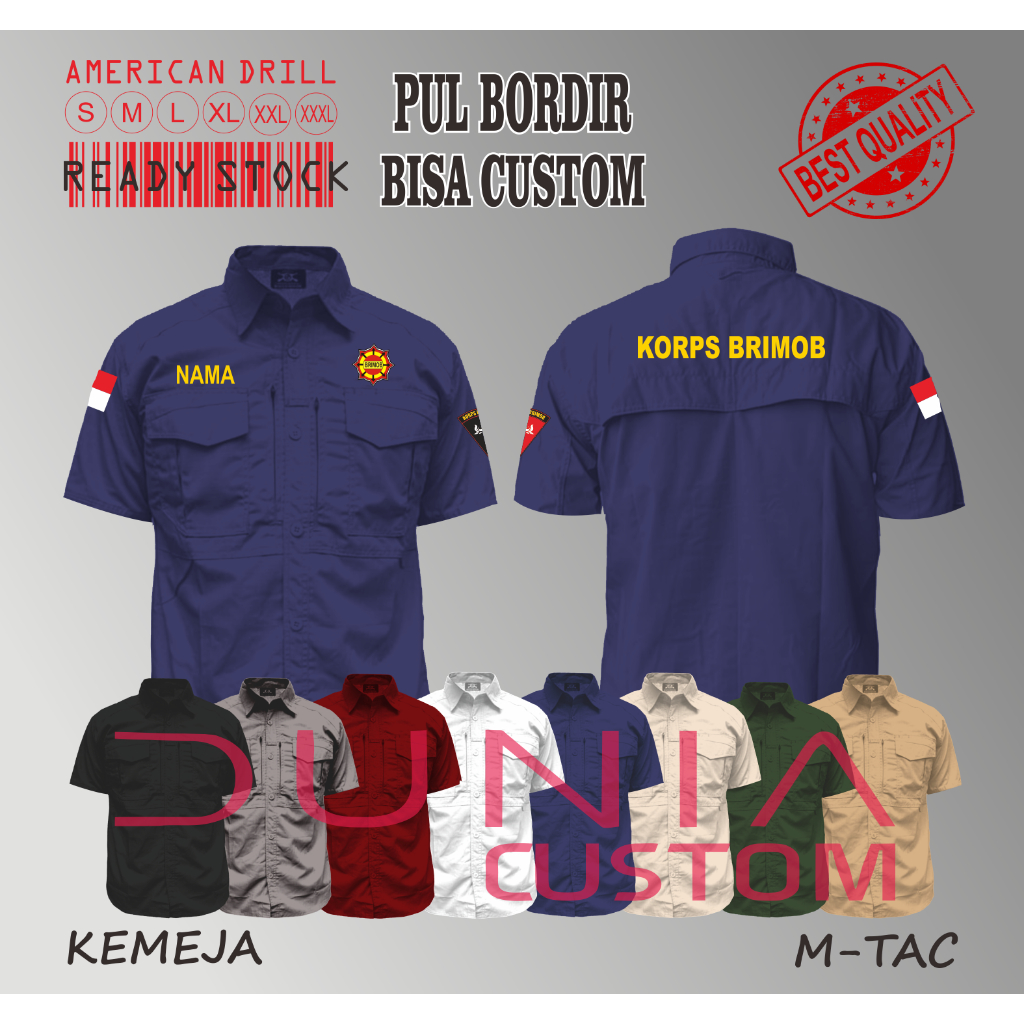 Kemeja Tactical M-TAC Kemeja Tactical Outdoor Kemeja Lapangan Kemeja Tactical Full Bordir KORPS BRIM