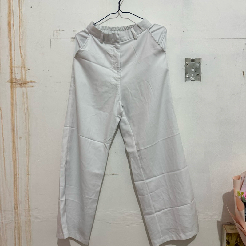 Celana Kain Putih tidak nerawang double furing