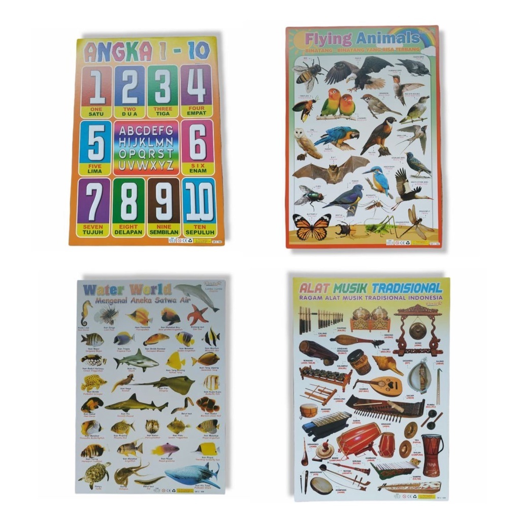 Poster Bergambar Untuk Edukasi Anak Paud TK SD Murah