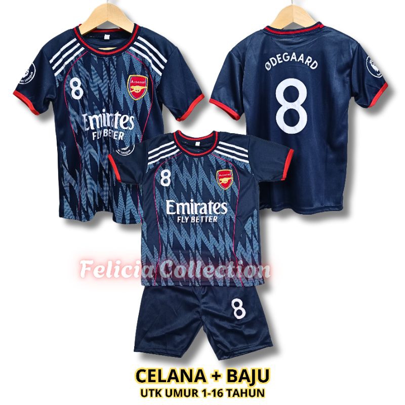Setelan Baju Bola Anak ARSENAL Jersey Sepak Bola Futsal Polyester Sablon Super Premium