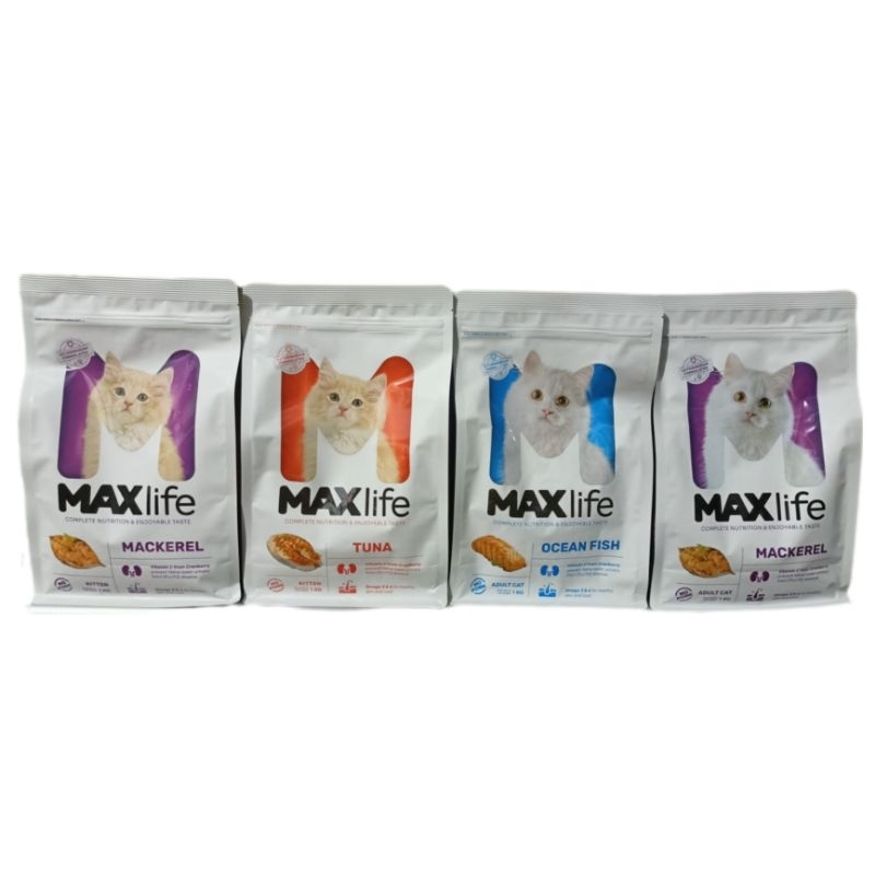 NEW PACKAGING KEMASAN BARU MAXLIFE 1.1KG DRY CAT FOOD ADULT Makanan Kucing Kering Max Life Live Tuna