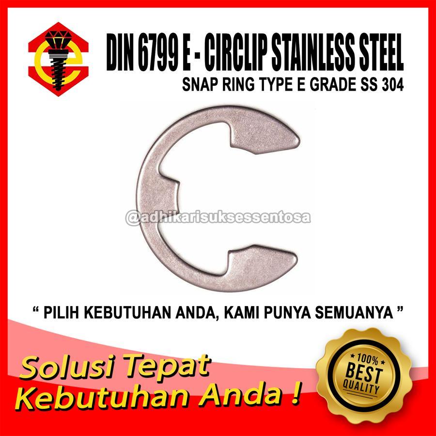(S12 - S24) SS 304 / Snap Ring Type E / Klip Snapring E / DIN 6799 E Circlip Stainless Steel
