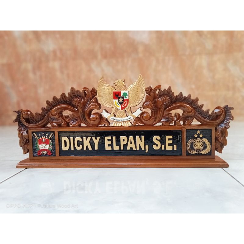 

Papan Nama Meja Jabatan Ukir Kayu Jati Custom