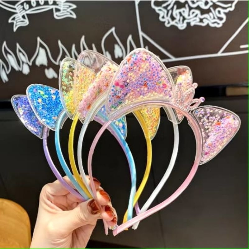 Bando Anak Lucu Bentuk Telinga Kucing / Aksesoris Rambut Anak Korea / Bando