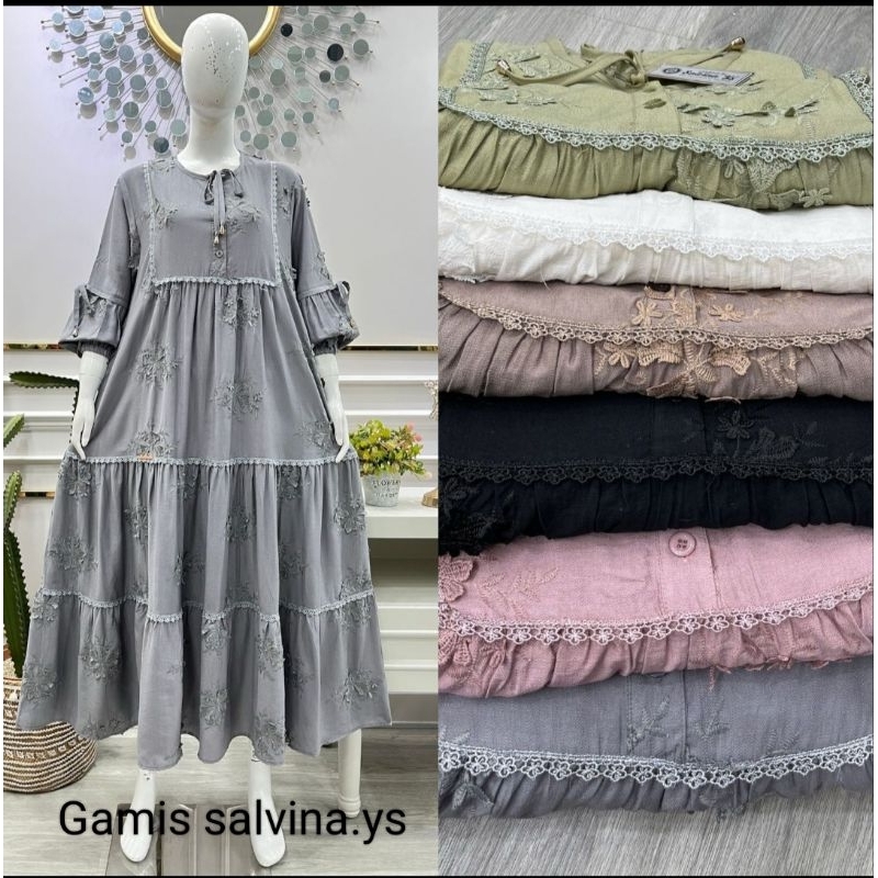 Gamis katun bordir timbul by salvina.ys