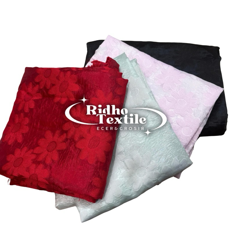 BAHAN/KAIN ORGANZA || PRINTING EMBOSS/ORGANZA BORDIR MOTIF BUNGAA