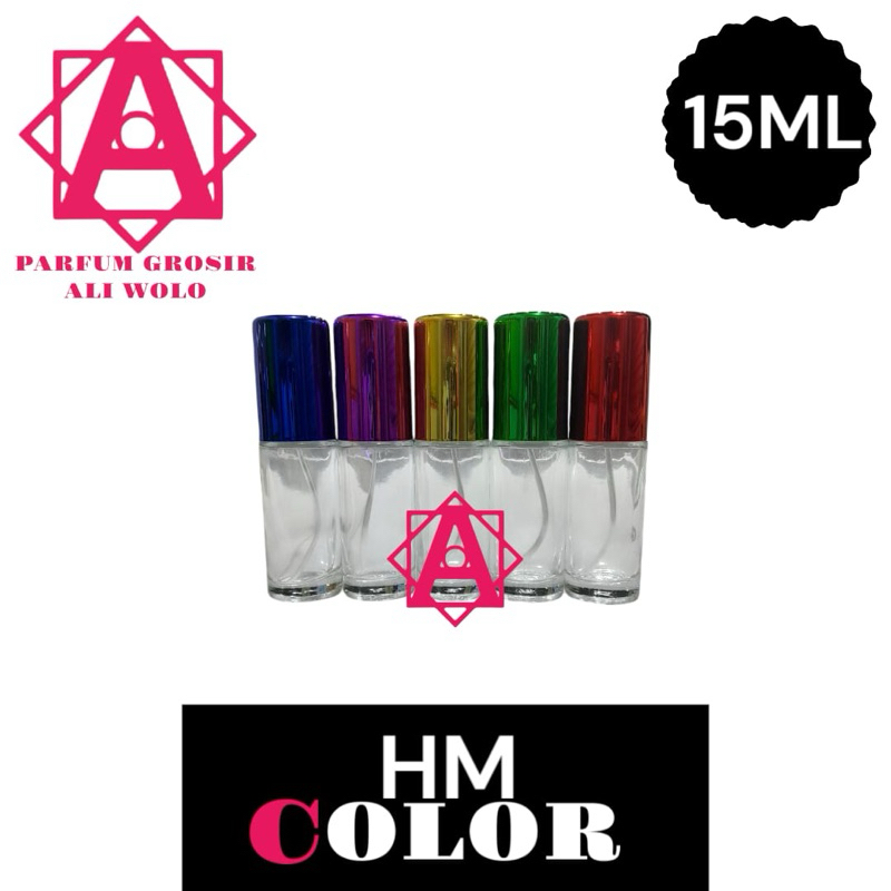 Botol Parfum HM Color 15ml | Drat | Ulir | Kaca | Botol Parfum Kosong 15ml  HM Color