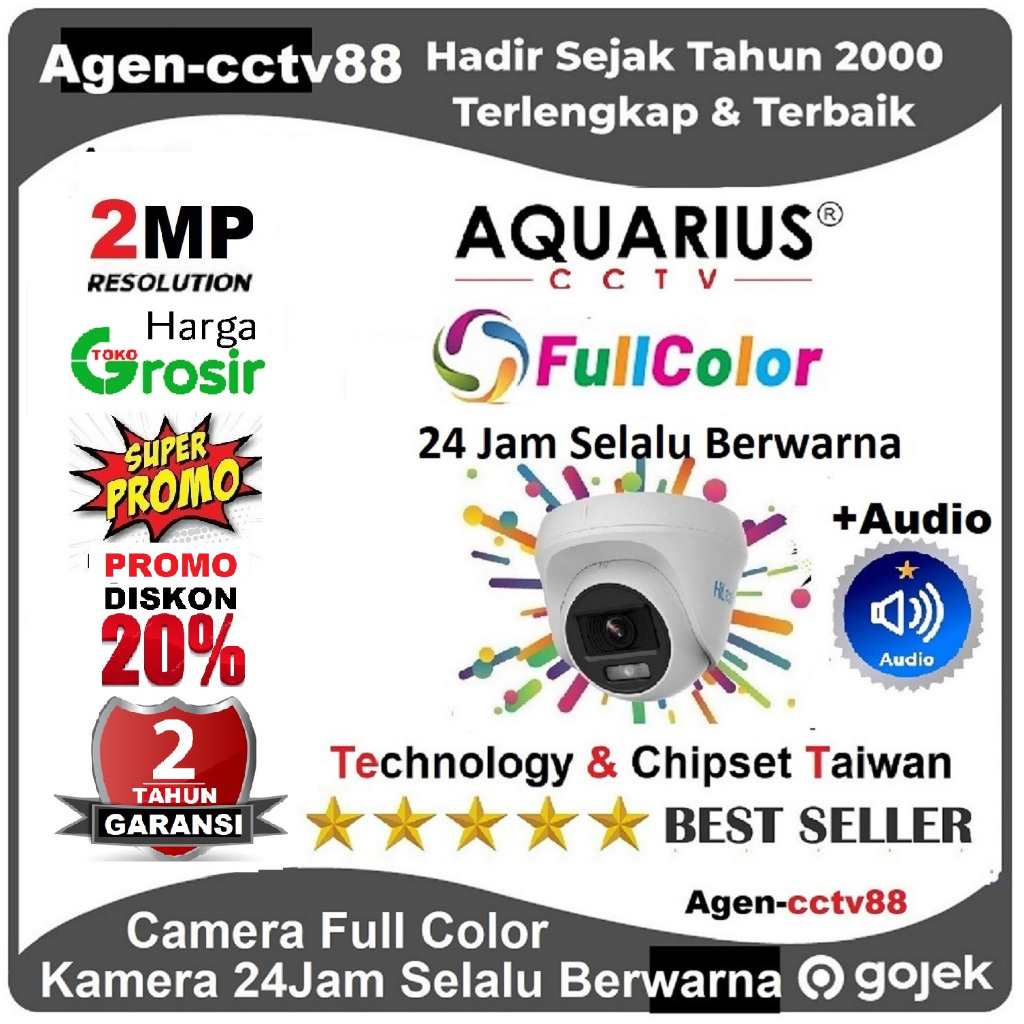 Kamera / CCTV 2MP Indoor / Colorvu + Audio AQUARIUS Full Color 24Jam Selalu Berwarna Harga Lagi Prom