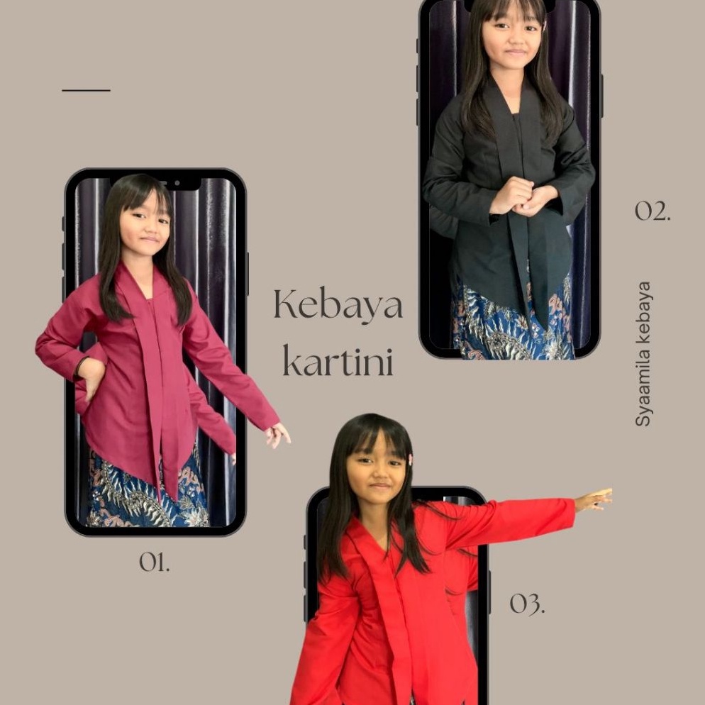 KODE M73D Kebaya Kartini Anak Polos Kebaya Anak SD Tangan Panjang