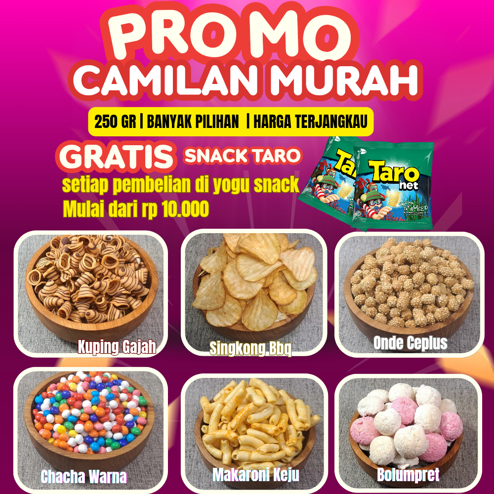 

Promo Camilan 250 Gram | Snack Mini Pack Murah | Gratis Dus & Bubble Wrap