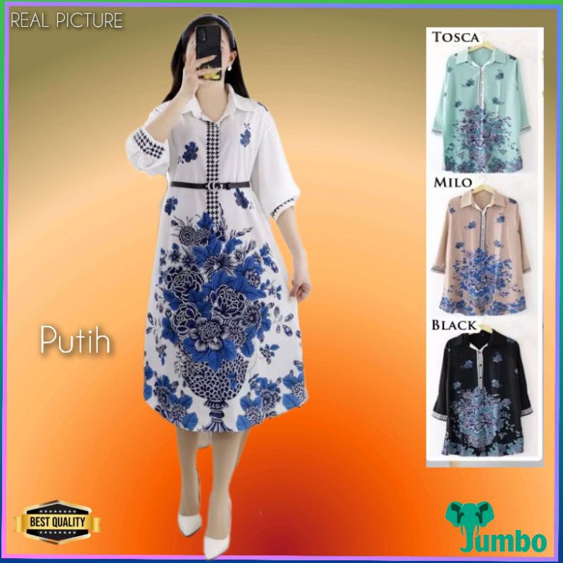 Gaun Bigsize Wanita LD 120 Ranthus Dress Jumbo Natal Korea Gereja Putih