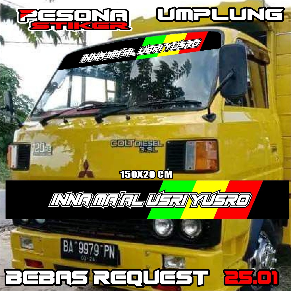 STIKER BISMILLAH KACA DEPAN TRUK UMPLUNG 100PS BEBAS CUSTOM  PSN25.19
