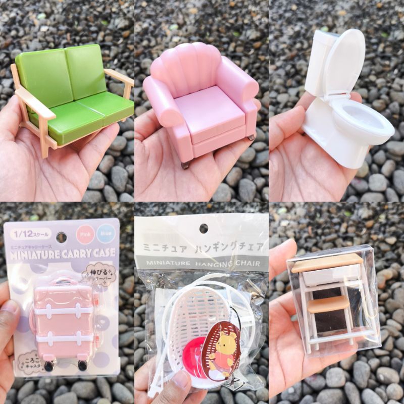 Seria Daiso Watts Japan - Mini Figure Miniatur Furniture Untuk Boneka Sylvanian Anime