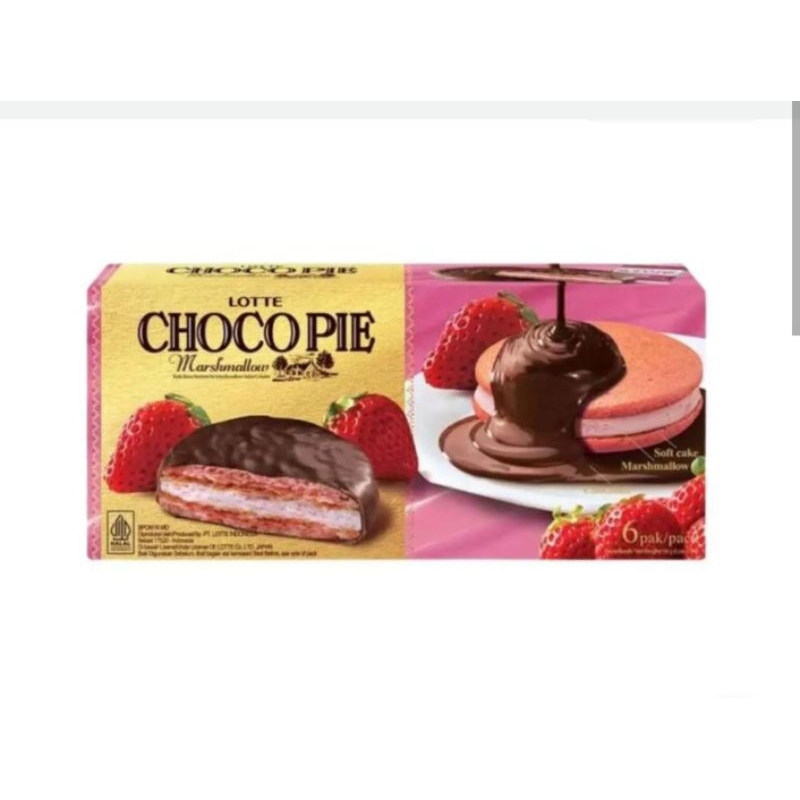 

lotte chocopie marshmallow strawberey box 156gr