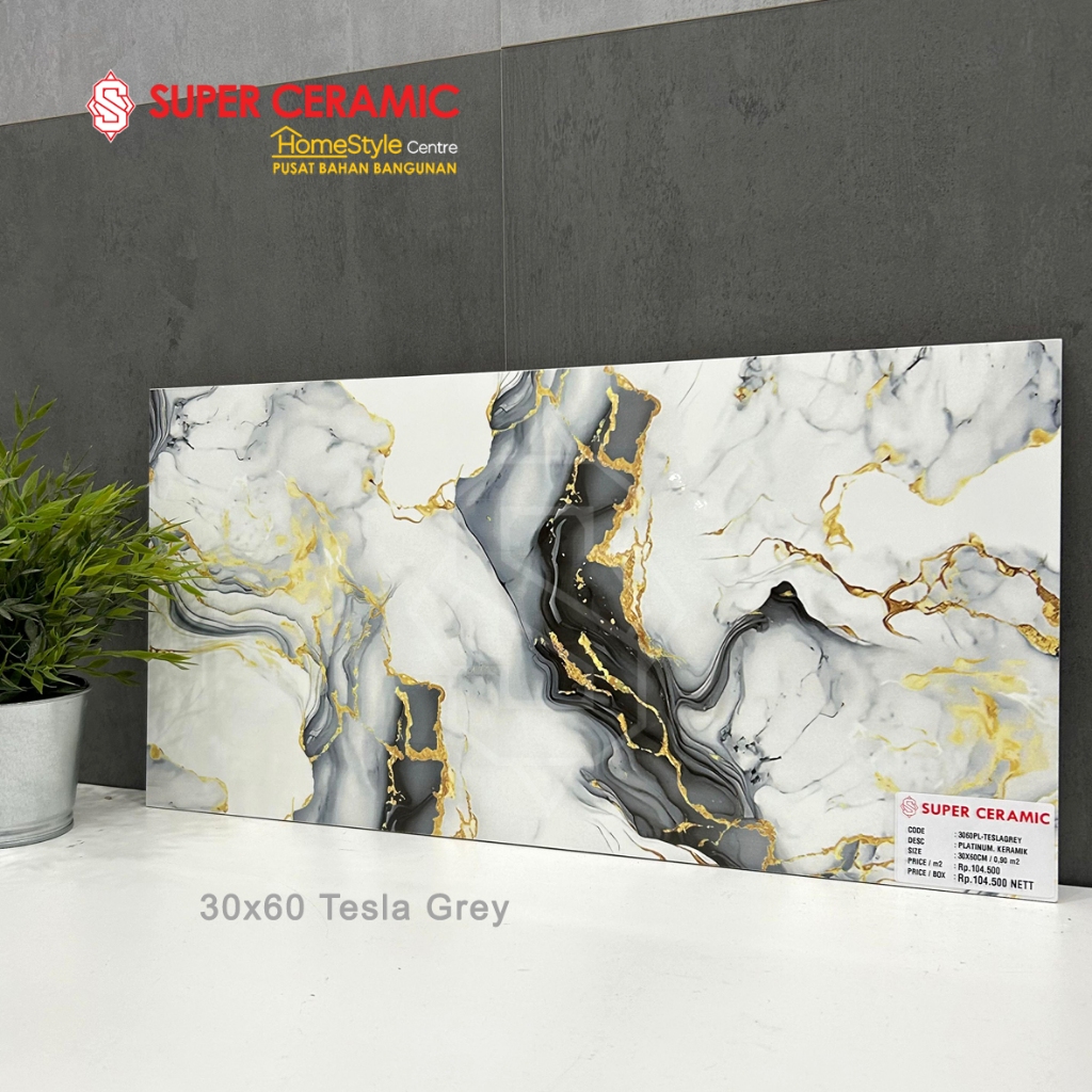 PLATINUM 30x60 Keramik Dinding - TESLA GREY