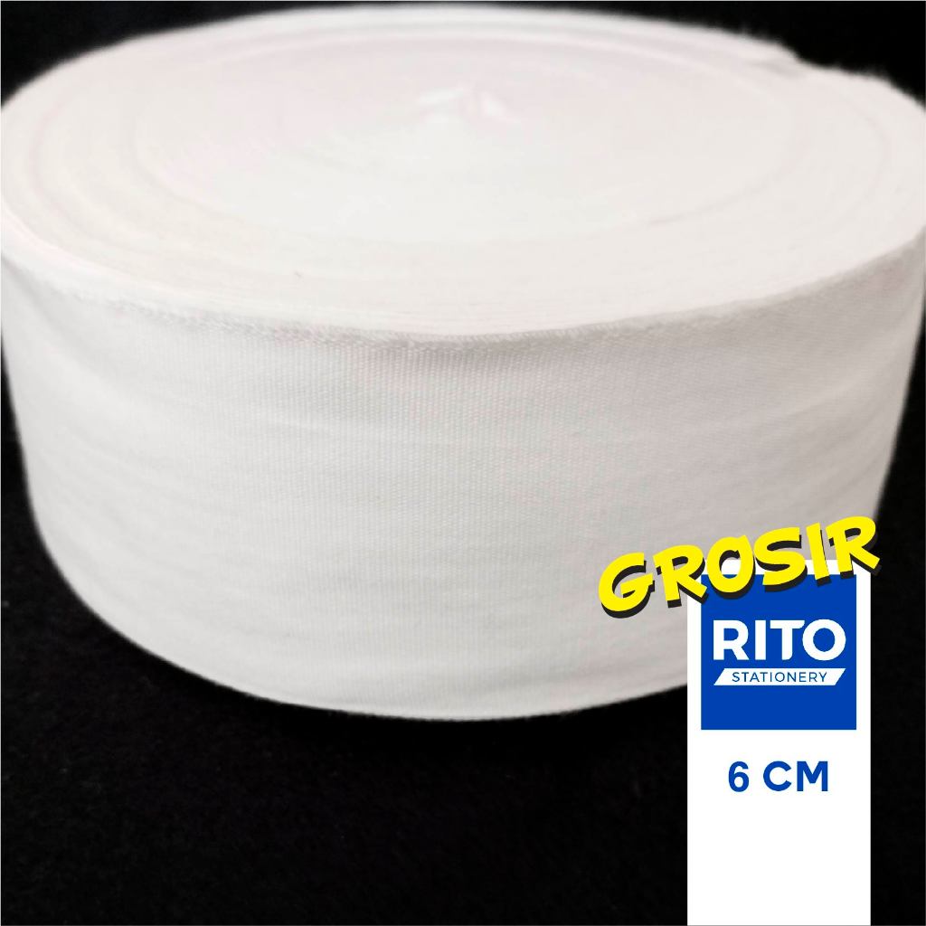 

[RITO GROSIR] Pita Label Katun Polos Halus Lembut Cotton Premium Roll 50 yard Ukuran 6 cm