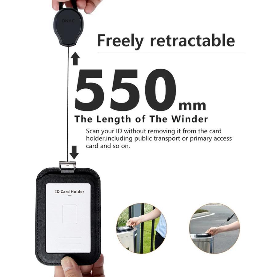 

lanyard Office Dnac Id Card Holder and Card Slots With Ribbon Lanyard Warna Hitam Dan Putih