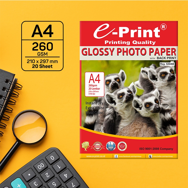 

e-Print Glossy Photo Paper with Back Print A4 260gsm