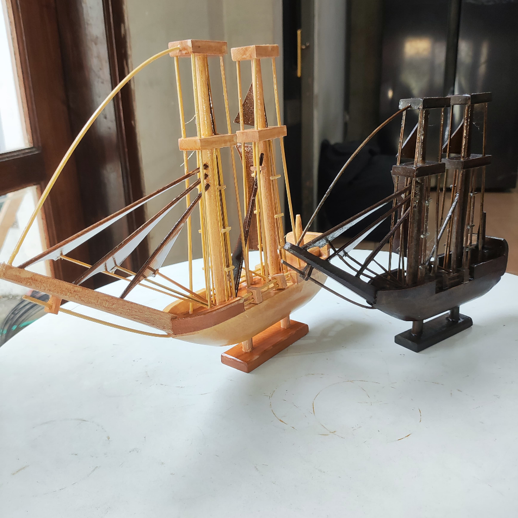 Mainan Miniatur Kapal Phinisi Bahan Kayu,Miniatur Kapal Layar Kayu Unik,Dekorasi Vintage Handmade