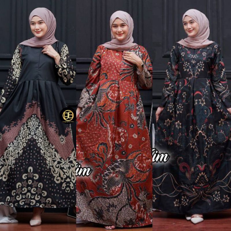 Gamis Batik Long Dress Batik Wanita Motif Songket Seragam Batik