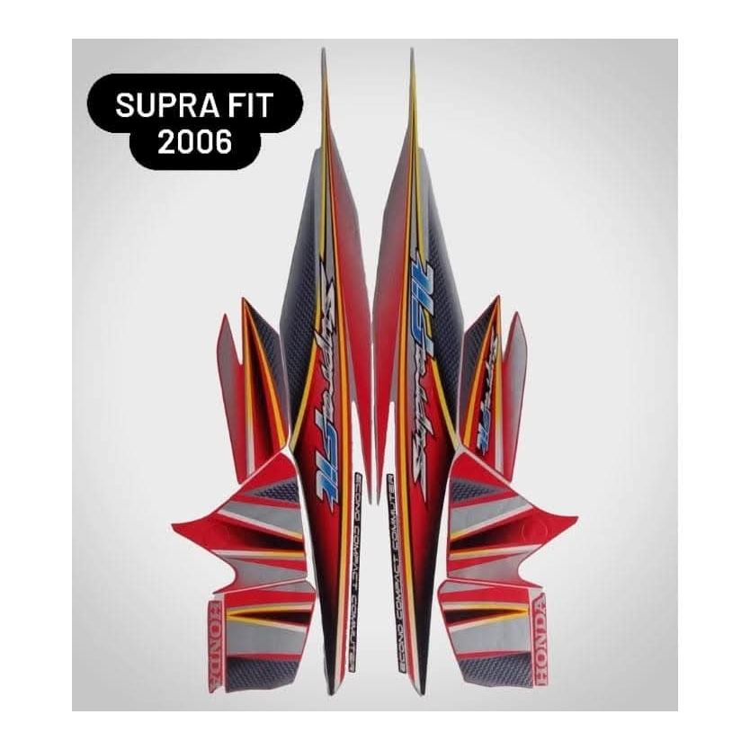 STIKER STRIPING HONDA SUPRA FIT 2006 MERAH LIS BODY STIKER SUPRA FIT 2006 TERBAIK