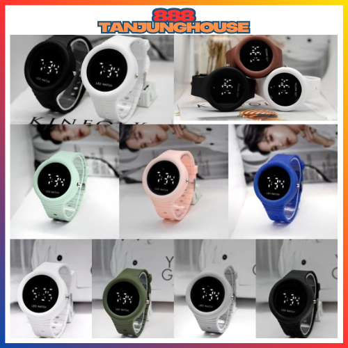 TJH Jam Tangan LED Digital Pria Wanita Rubber Electronic Fashion Couple Anak Remaja Premium RM053