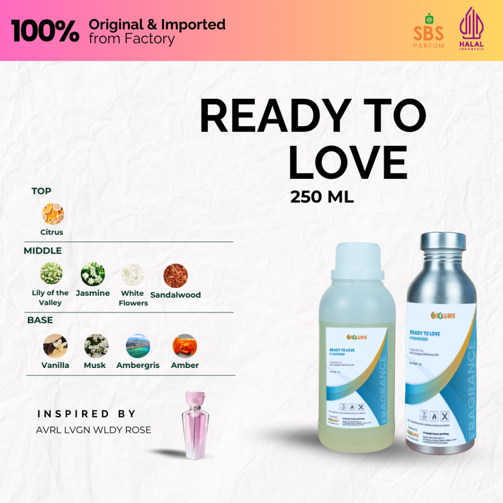 Bibit Parfum Murni Original [Ready to Love] | 250ml - Inspired by Avril Lavigne Wild Rose - Bibit As