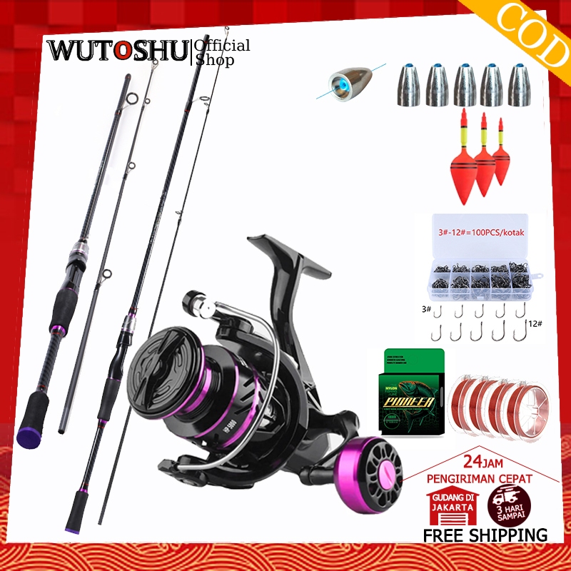 COD 2025new Satu set reel dan joran 1.8M~2.1M dan reel full metal Setelan warna ungu DAIDO