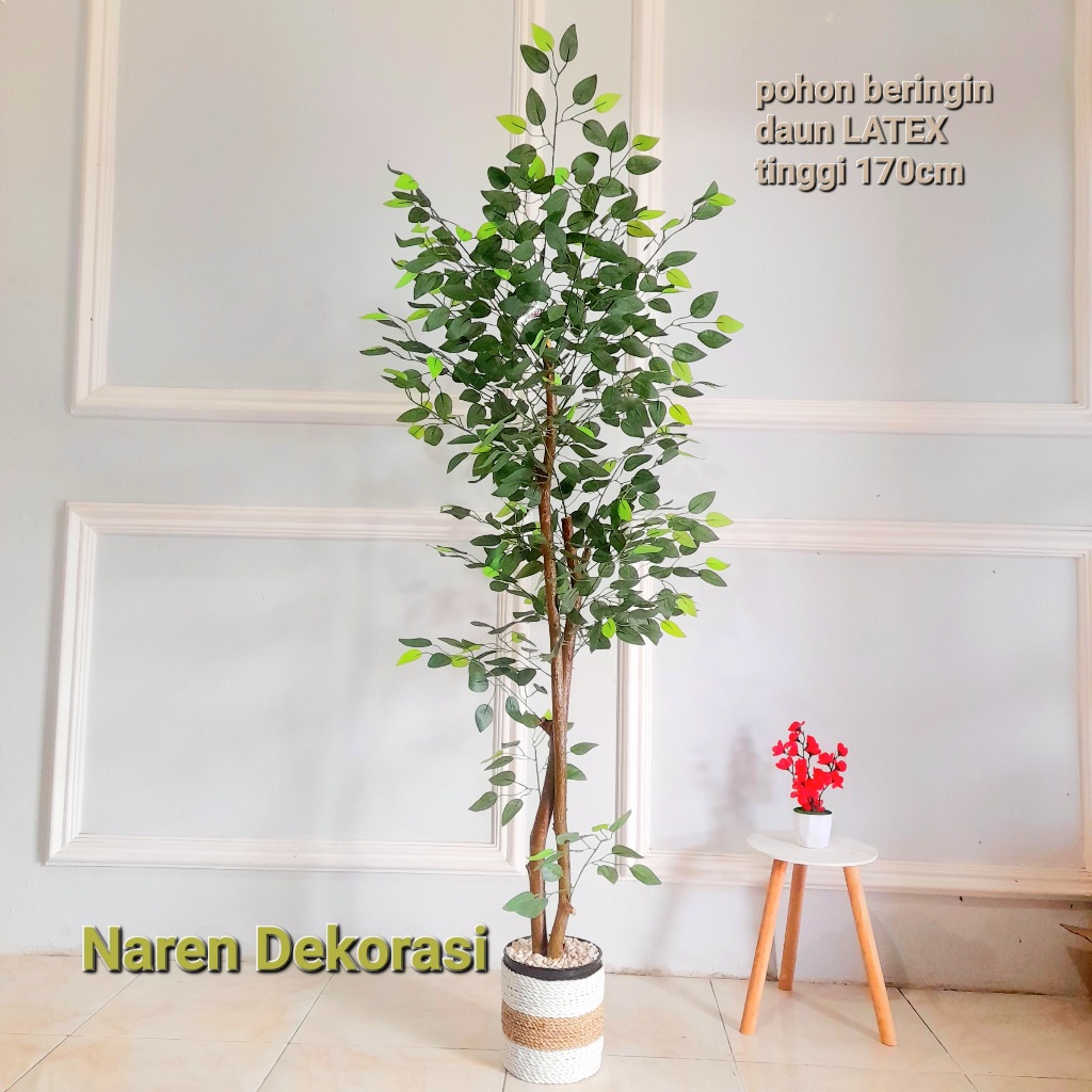NAREN DEKORASI | Tanaman Hias Beringin Daun Latex ( 2 BATANG ) Pohon palsu Aesthetic | Bunga Hias Su