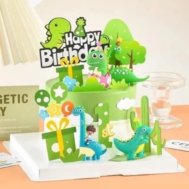 {HKS} Hiasan Tusukan Kue Cake Topper Dinosaurus / Topper Kue Dinosaurus / Pajangan Kue Dinosaurus Pe