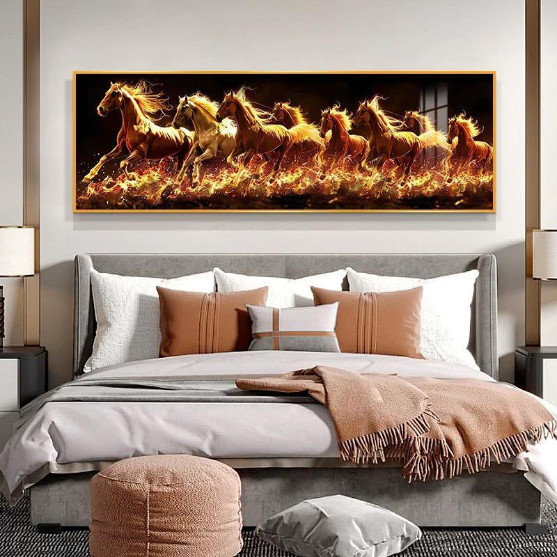 Lukisan Porcelain 5D Diamond Motif Kuda Fengshui Pembawa Keberuntungan Running Horse Painting  Lands